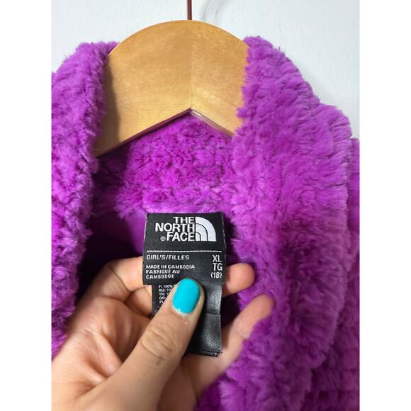 The North Face Jacket Girls XL (18) Purple Fleece Furry Cozy Warm Full Zip - Picture 4 of 8
